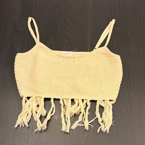 Le Lis Cream Crochet Fringe Tank